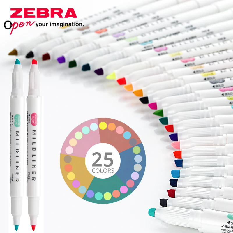 Zebra Pen Mildliner - مجموعة أقلام تحديد زيبيرا اليابانية WKT7