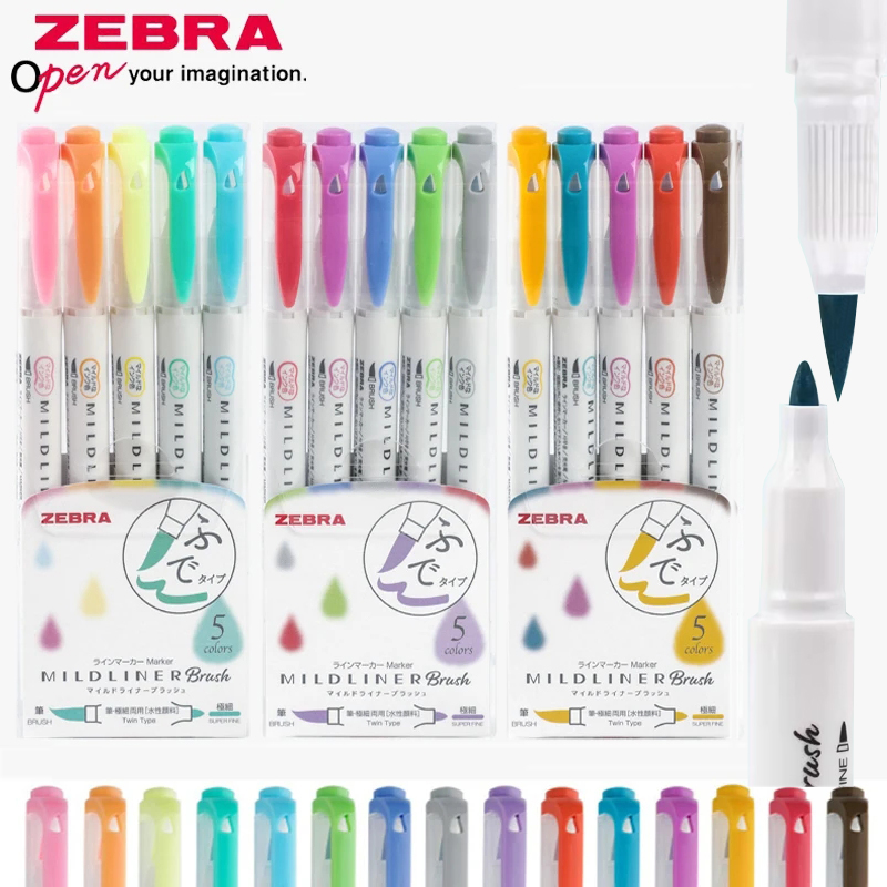 أقلام تحديد فرشاة Mildliner WF - مراجعة Zebra Pen Mildliner وسعره